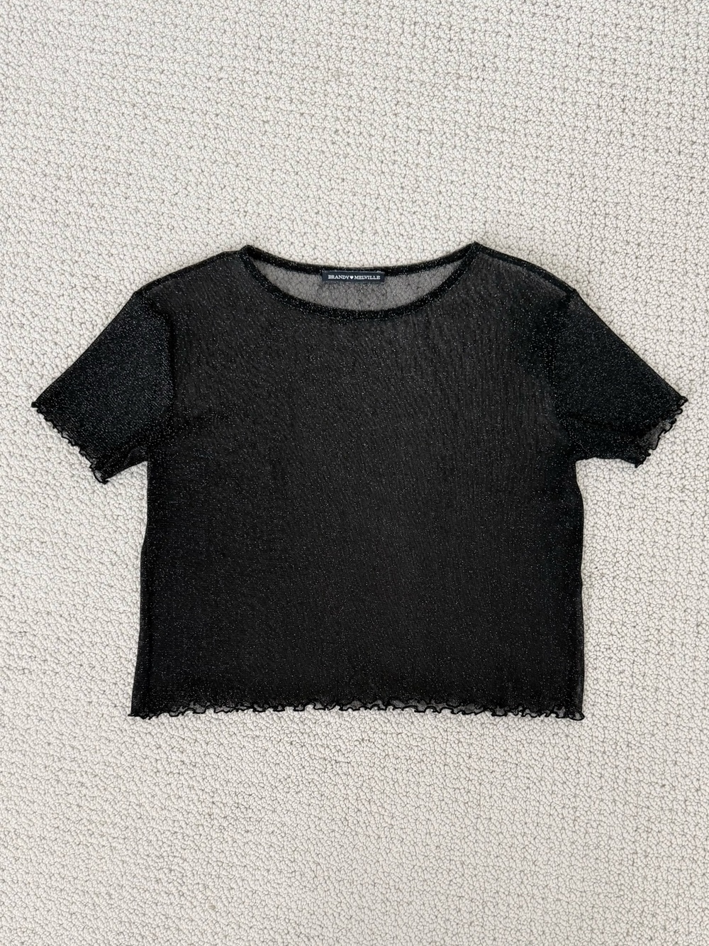 Brandy Melville Black Shimmer Top - Picture 3 of 8